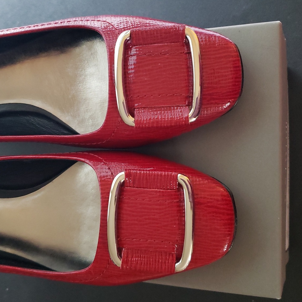 Ann Taylor Jacki Red Square Toe Flat Size 7 NIB - Picture 5 of 7